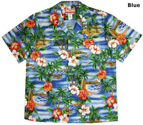 Hibiscus Outrigger Island Men's Hawaiian Shirt